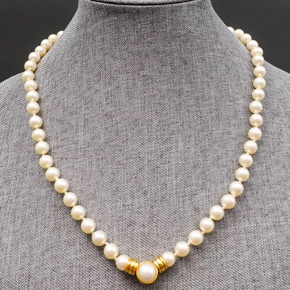 Vintage 80-90s Christian DIOR Glass Pearl Reversible Runway Necklace - Picture 9 of 14